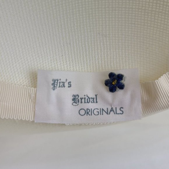 VINTAGE Cream Floral Veil Hat Wedding Bridal - Picture 9 of 10